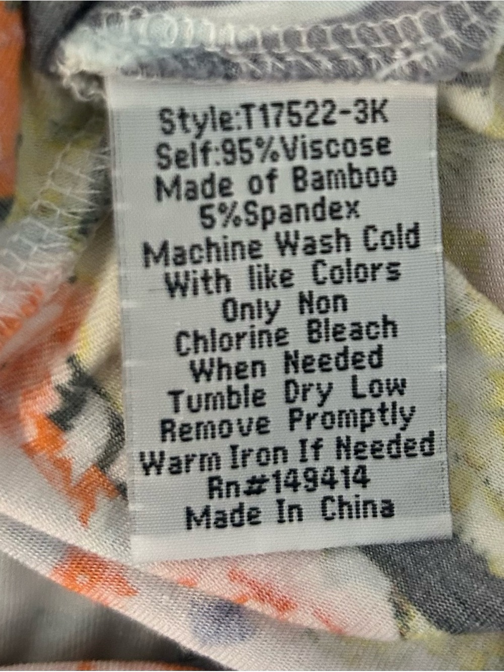 Johnny Was Floral Bamboo Viscose Sleep Top - White, Orange & Gray